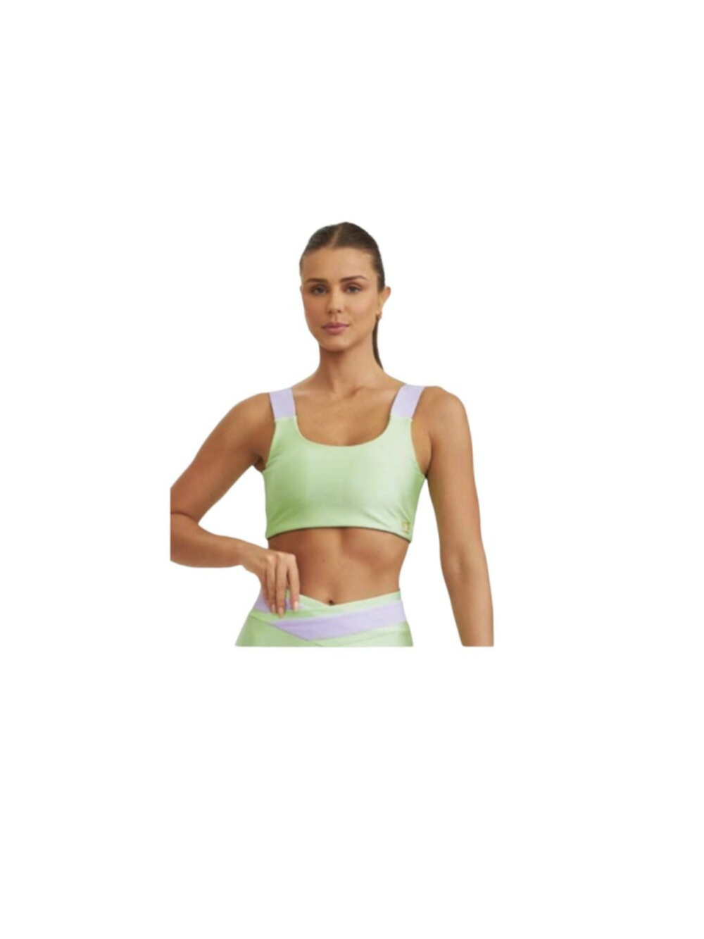 Cajubrasil Twist Back Sport Bra Lime Green And Purple Size M